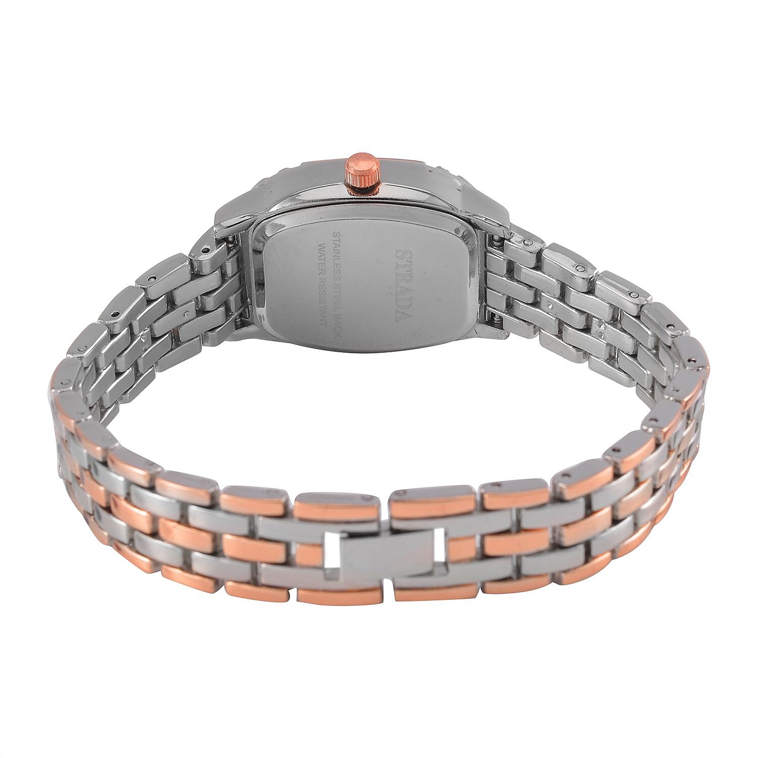 Strada Japanese Movement Blue Dial Water Resistant Watch in Two Tone