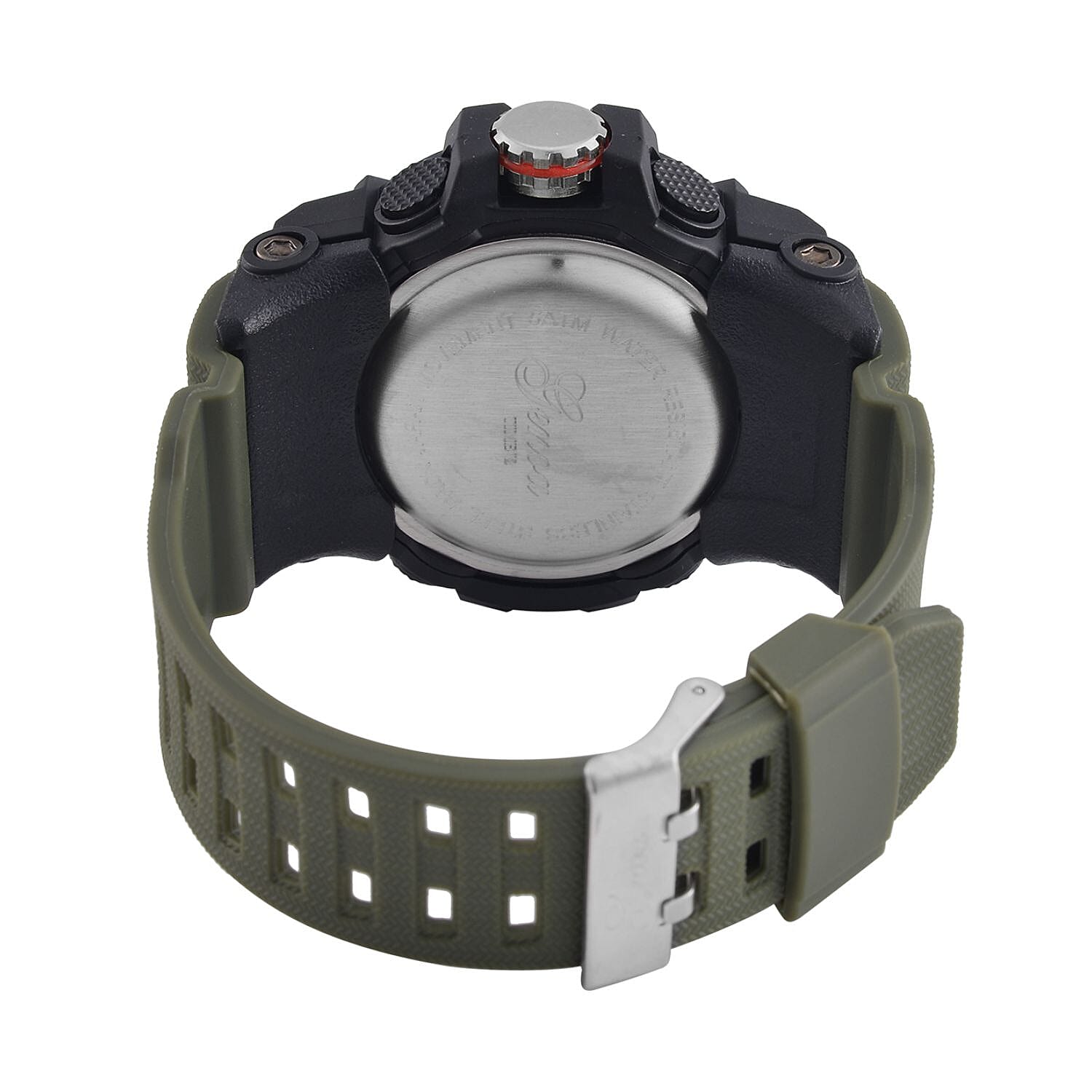 GENOA Time V2 Dual Japanese Movement Black Dial Silver Scale 5 ATM Water Resistant Watch With Green Stainless Steel & Leatherette Strap