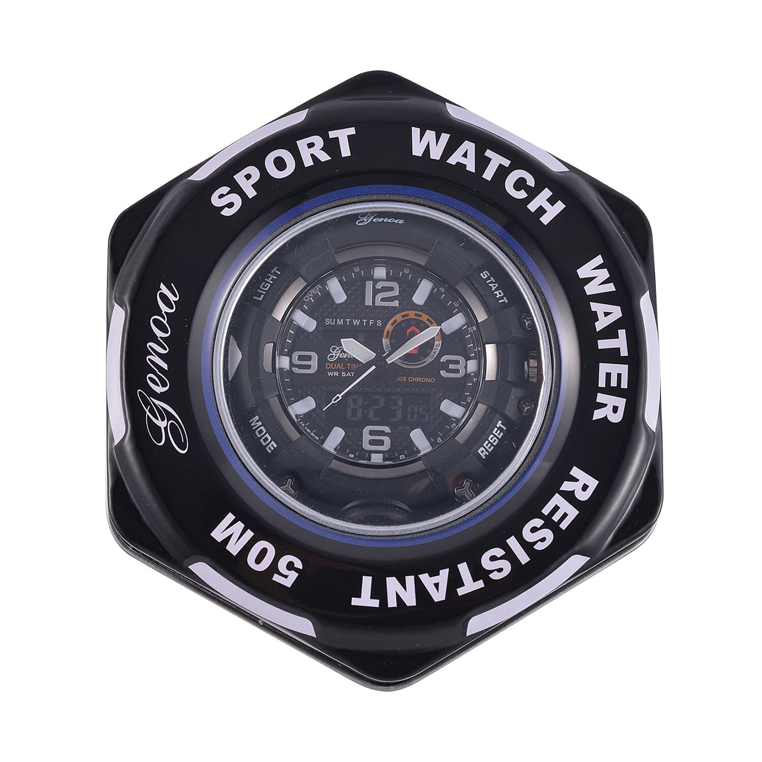 GENOA Time V2 Dual Japanese Movement Black Dial Silver Scale 5 ATM Water Resistant Watch With Green Stainless Steel & Leatherette Strap