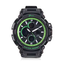 Genoa Japanese Movement Black Dial 5 ATM Water Resistant Watch with Orange Leatherette Strap