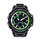 Genoa Japanese Movement Black Dial 5 ATM Water Resistant Watch with Black Leatherette Strap & Green Bezel