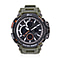 Genoa Japanese Movement Black Dial 5 ATM Water Resistant Watch with Orange Leatherette Strap