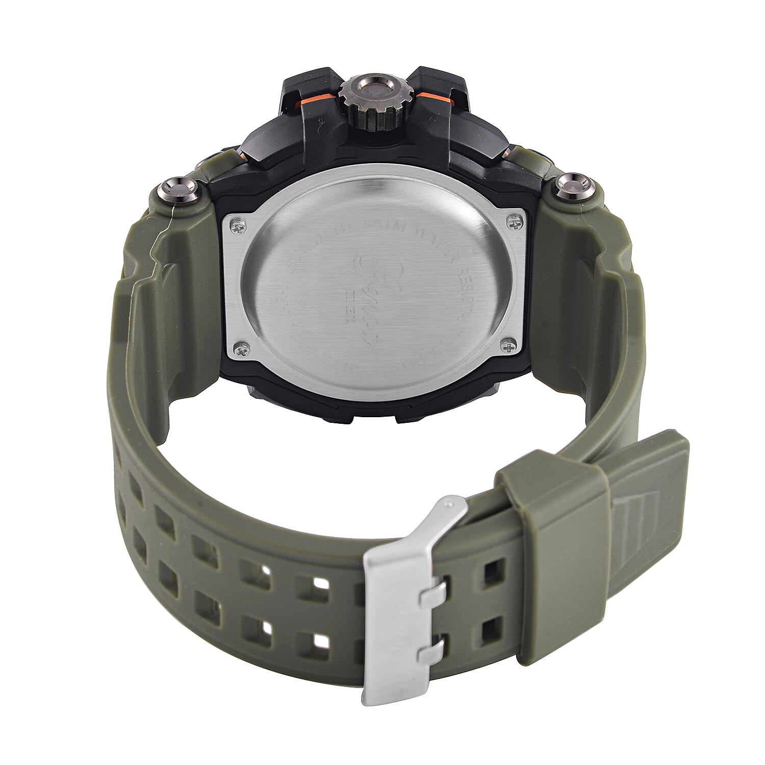 Genoa Japanese Movement Black Dial 5 ATM Water Resistant Watch with Green Leatherette Strap