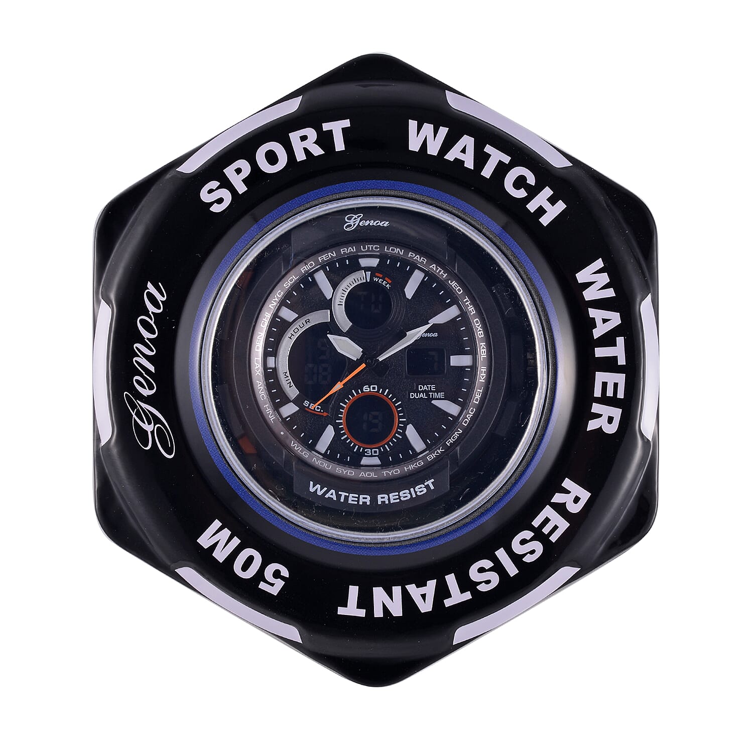 Genoa Japanese Movement Black Dial 5 ATM Water Resistant Watch with Green Leatherette Strap