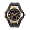 Genoa Black Literal Gold Dial 5 ATM Water Resistant Watch with Black Leatherette Strap
