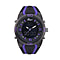 GENOA TIME V2 Japanese Movement Multifunctional Black Literal Dial 5 ATM Water Resistant Watch With Black & Purple TPU Strap