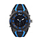 GENOA TIME V2 Japan Movt. Multifunctional Black Literal Dial 5 ATM Water Resistant Watch With Black & Blue TPU Strap