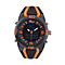 GENOA TIME V2 Japan Movt. Multifunctional Black Literal Dial 5 ATM Water Resistant Watch With Black & Blue TPU Strap