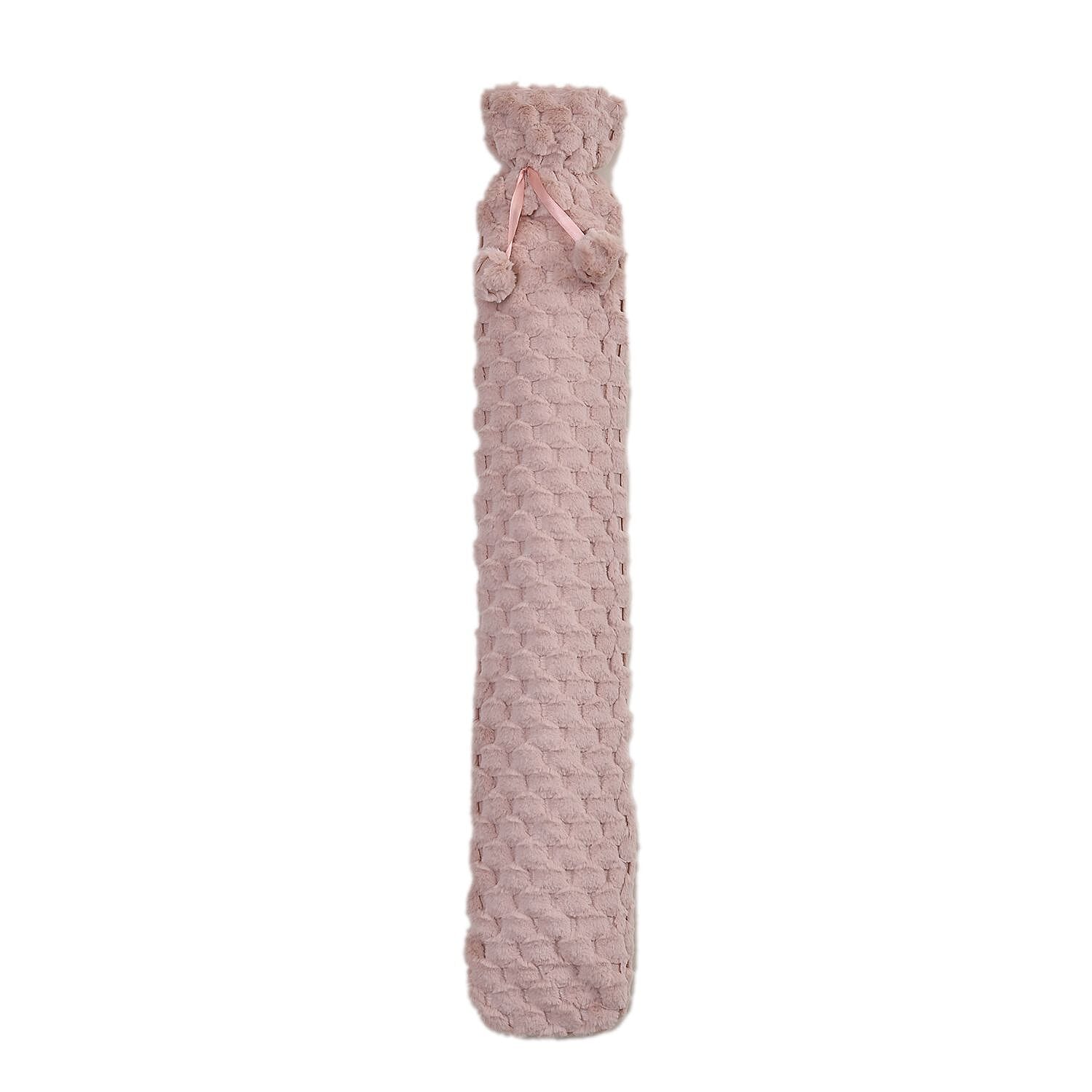 Reusable Long Hot Water Bottle with Plush Cover - Pink