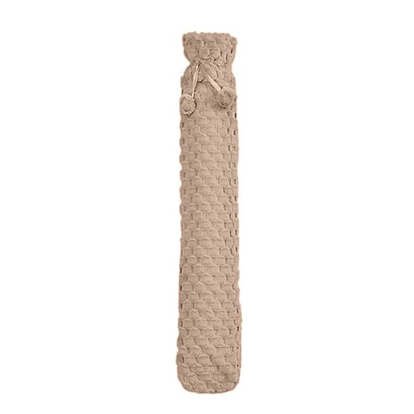 Reusable Long Hot Water Bottle with Plush Cover - Beige Reusable Long Hot Water Bottle with Plush Cover - Beige
