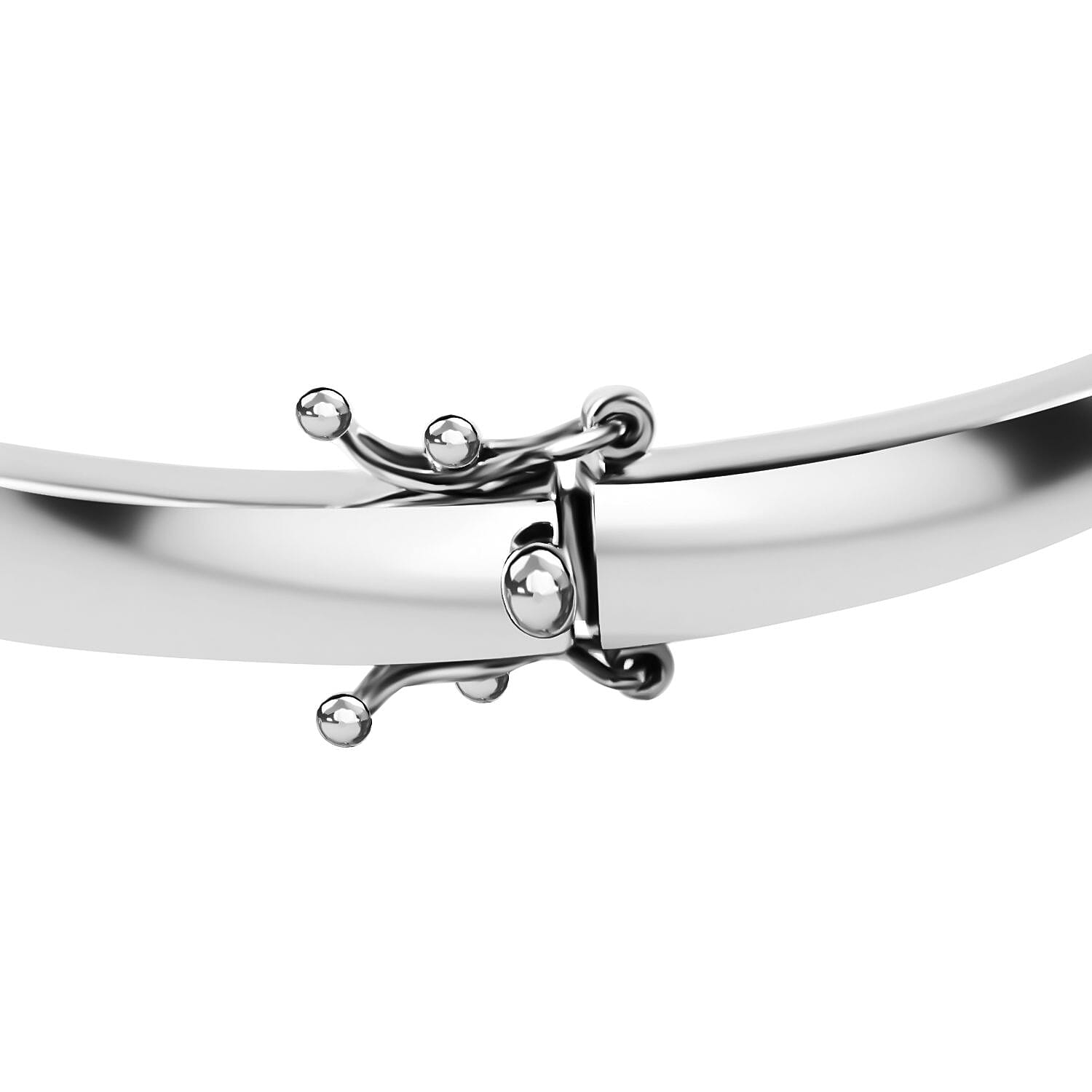 White Cubic Zirconia Bangle (Size 7.5) in Rhodium Overlay Sterling Silver 3.54 Ct, Silver Wt. 14.94 Gms.