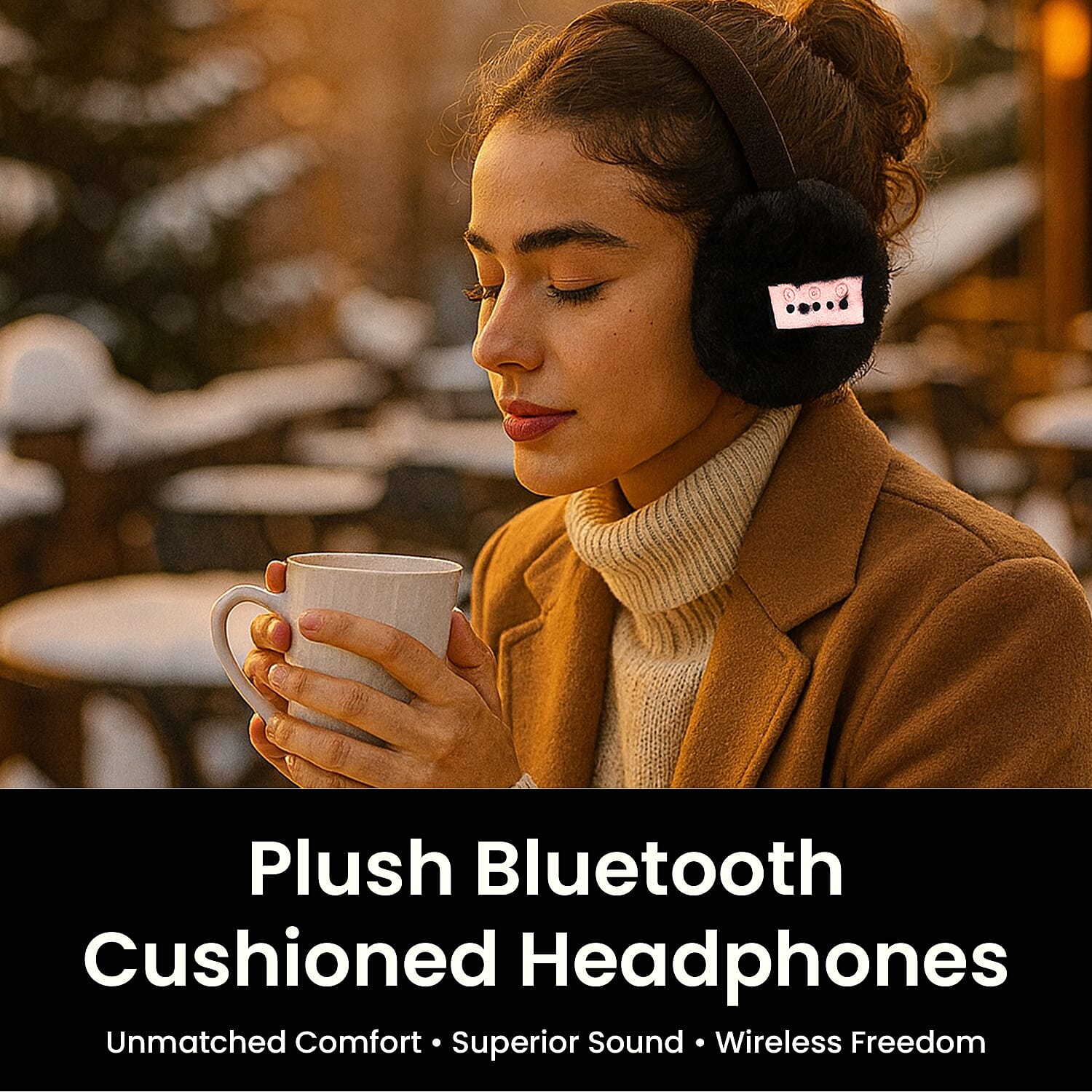 Plush Bluetooth Cushioned Headphone - Black