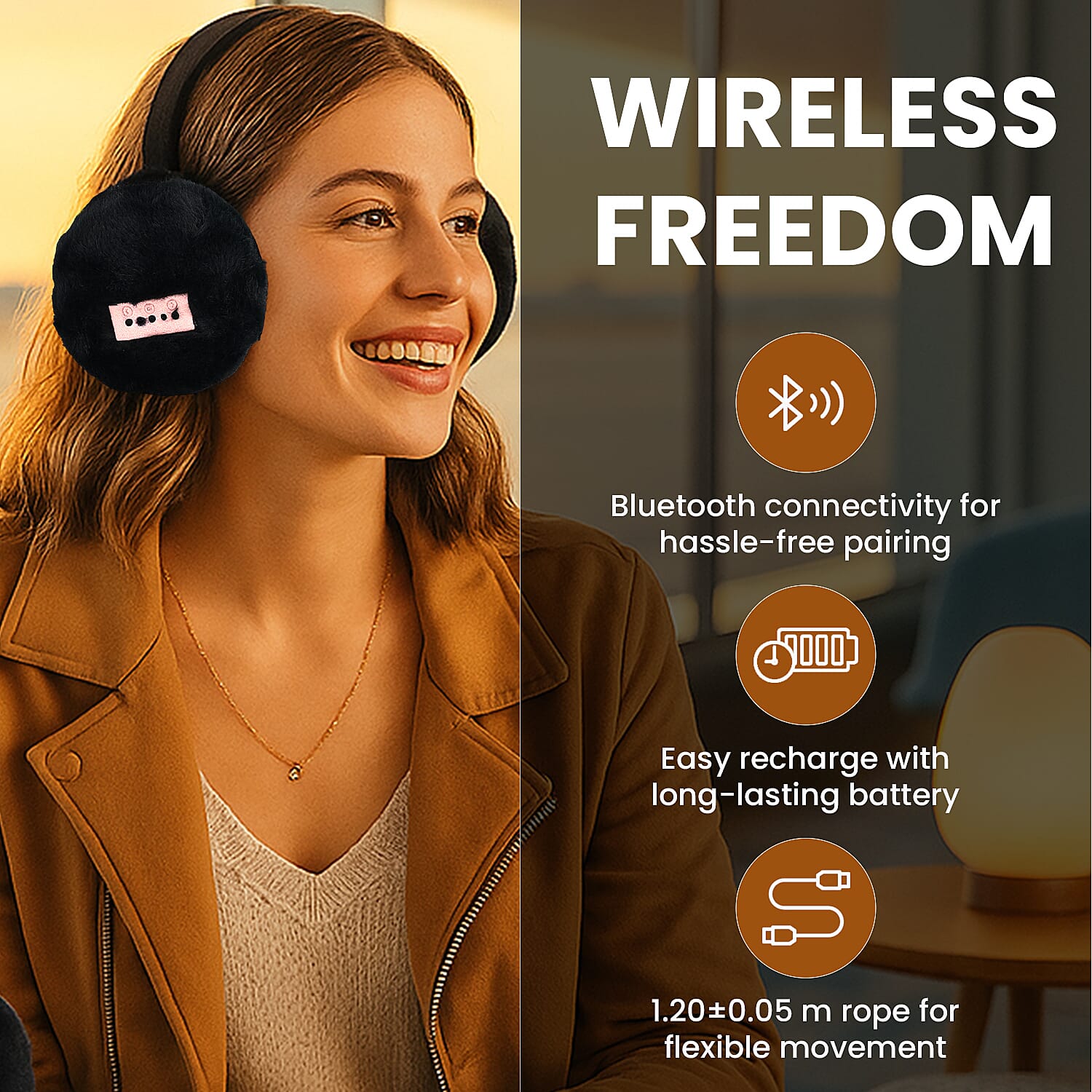 Plush Bluetooth Cushioned Headphone - Black