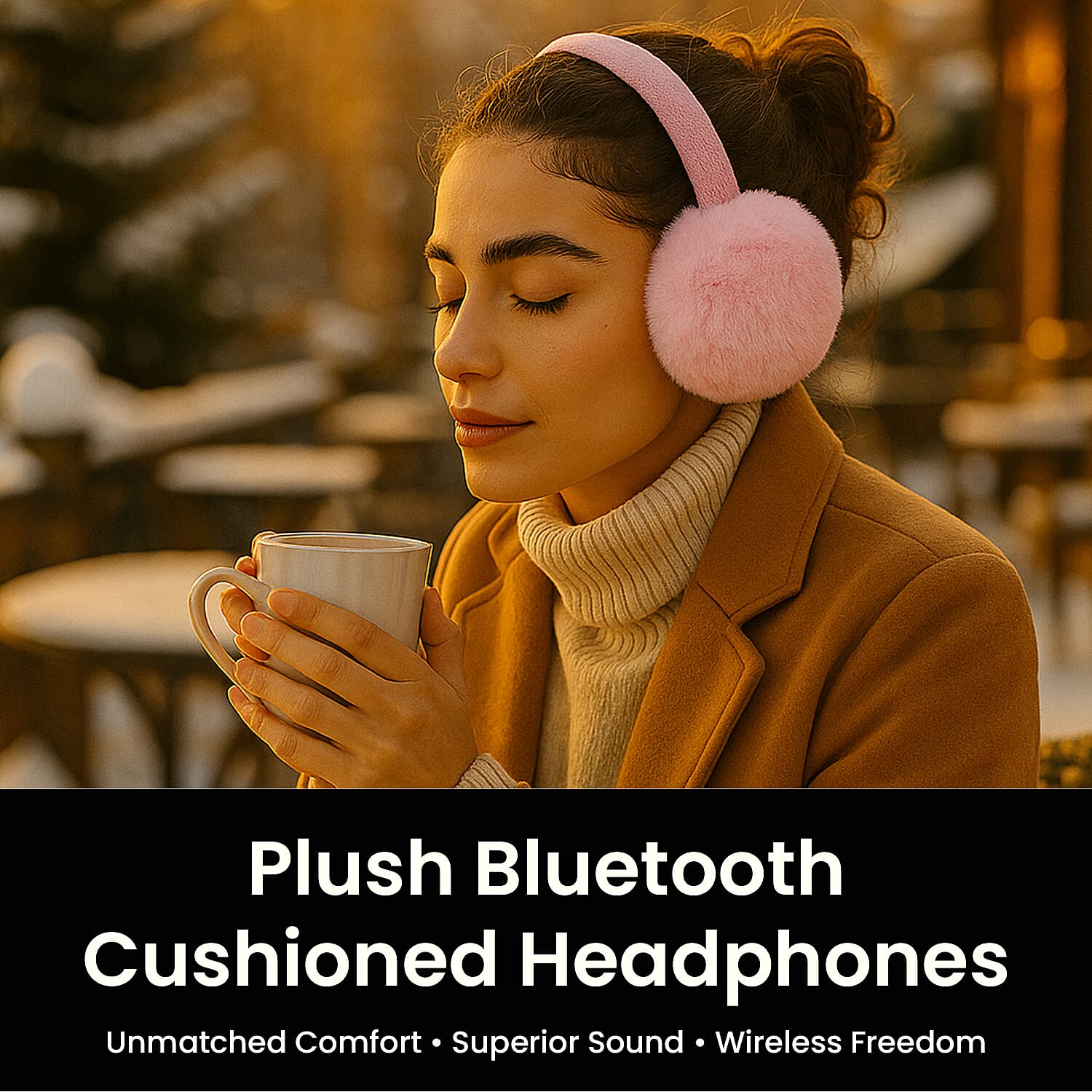 Plush Bluetooth Cushioned Headphone - Pink