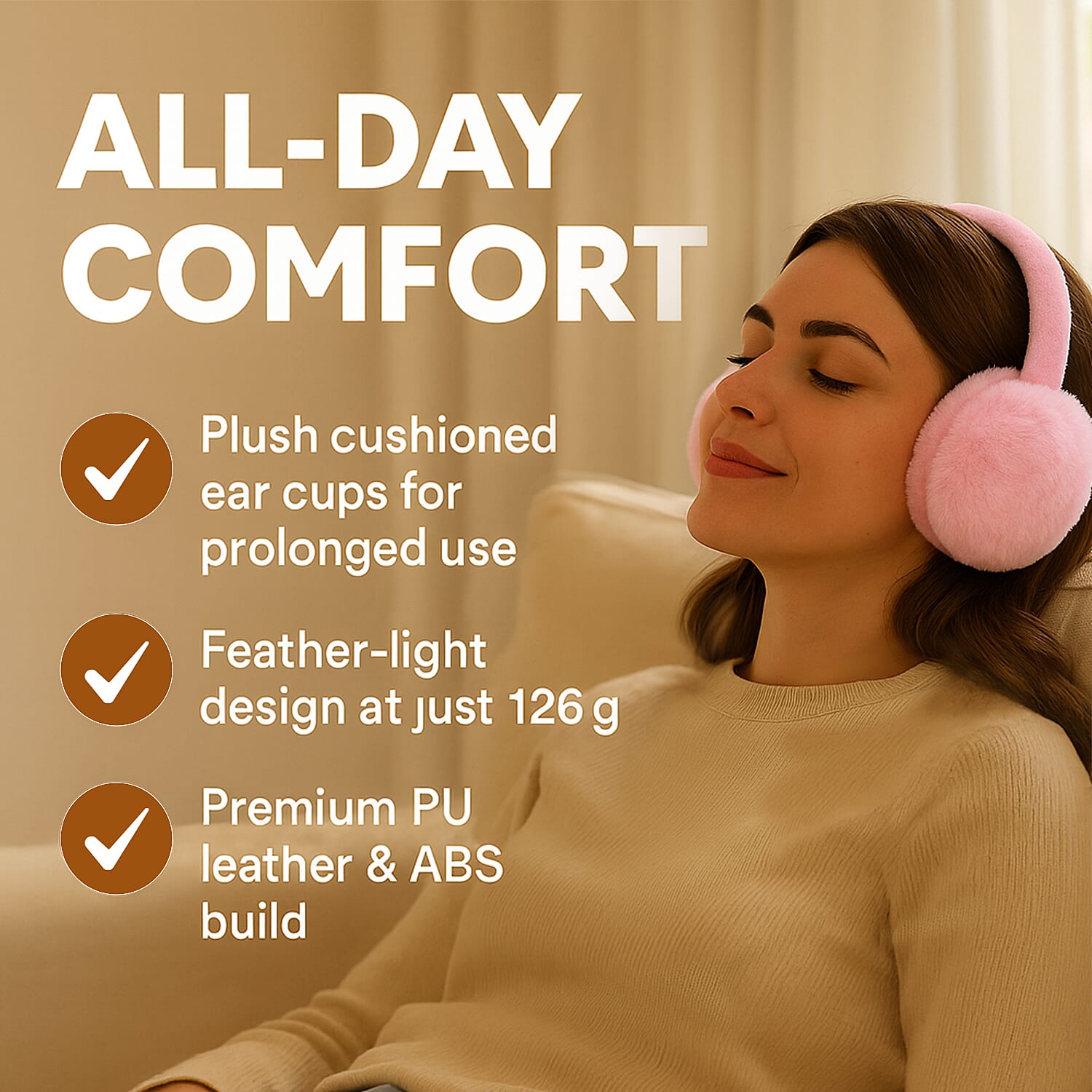 Plush Bluetooth Cushioned Headphone - Pink