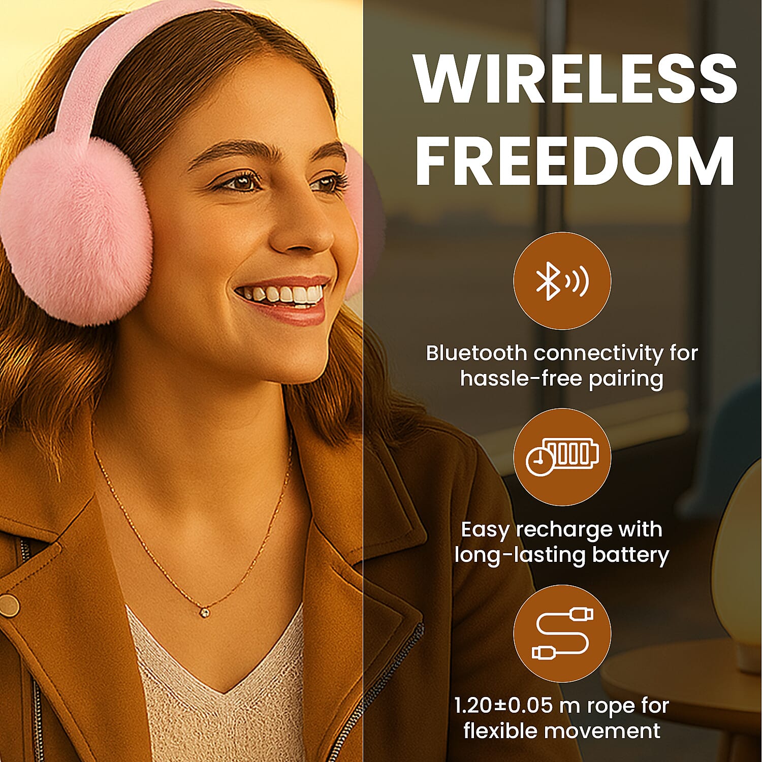 Plush Bluetooth Cushioned Headphone - Pink