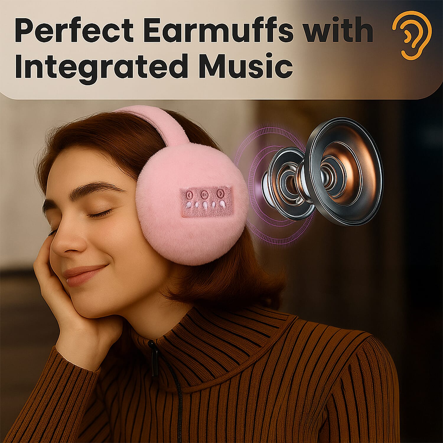Plush Bluetooth Cushioned Headphone - Pink