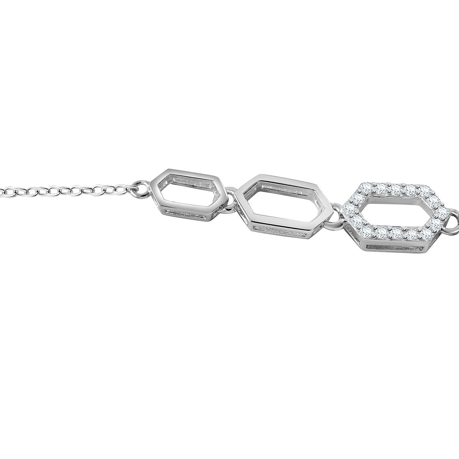 Cubic Zirconia Necklace (Size - 20) in Rhodium Overlay Sterling Silver