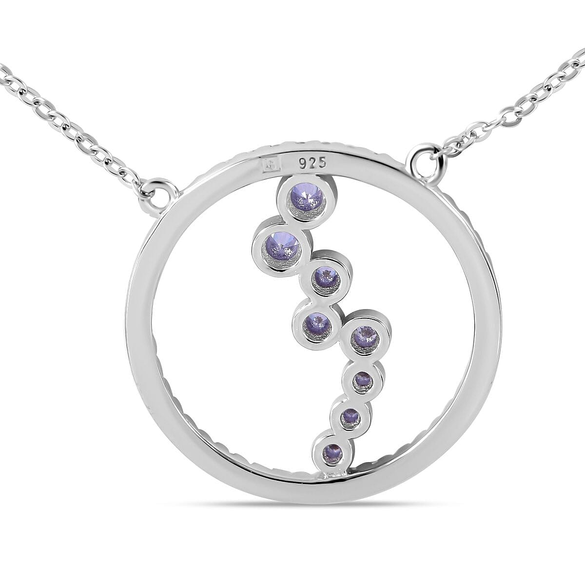 NY Closeout-Cubic Zirconia Circle & Bubble Necklace (Size - 20) in Rhodium Overlay Sterling Silver 1.33 Ct