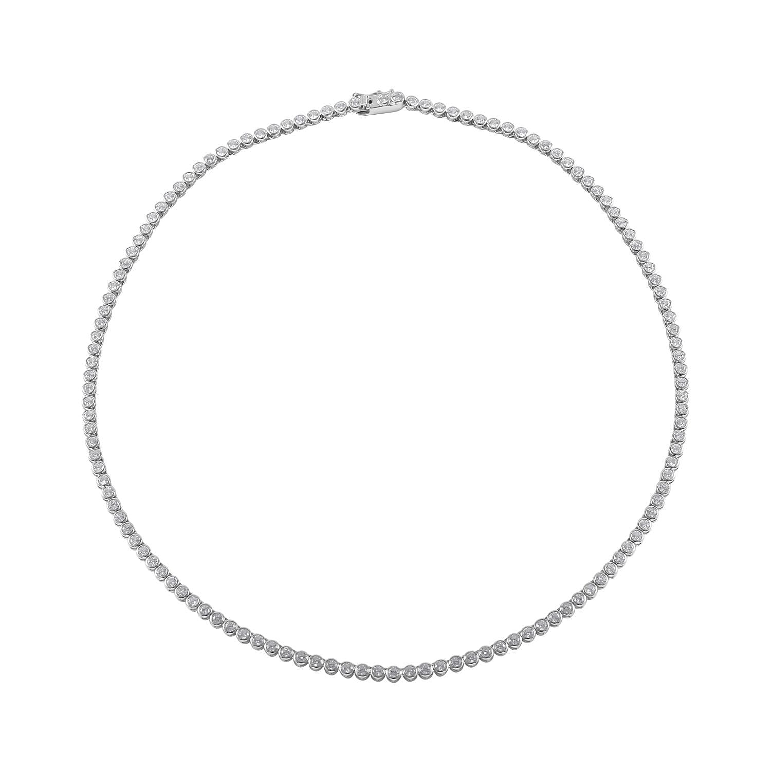NY Closeout-Cubic Zirconia Necklace (Size - 20) in Rhodium Overlay Sterling Silver 15.25 Ct, Silver Wt. 20.71 Gms