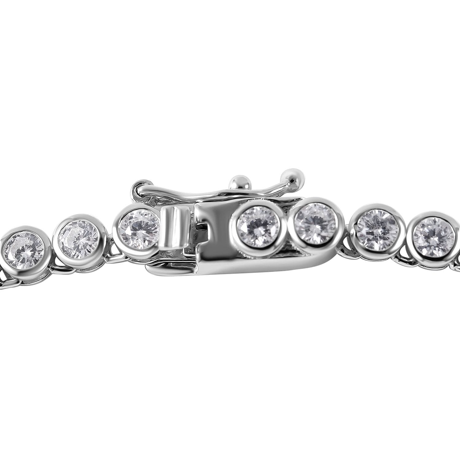 NY Closeout-Cubic Zirconia Necklace (Size - 20) in Rhodium Overlay Sterling Silver 15.25 Ct, Silver Wt. 20.71 Gms