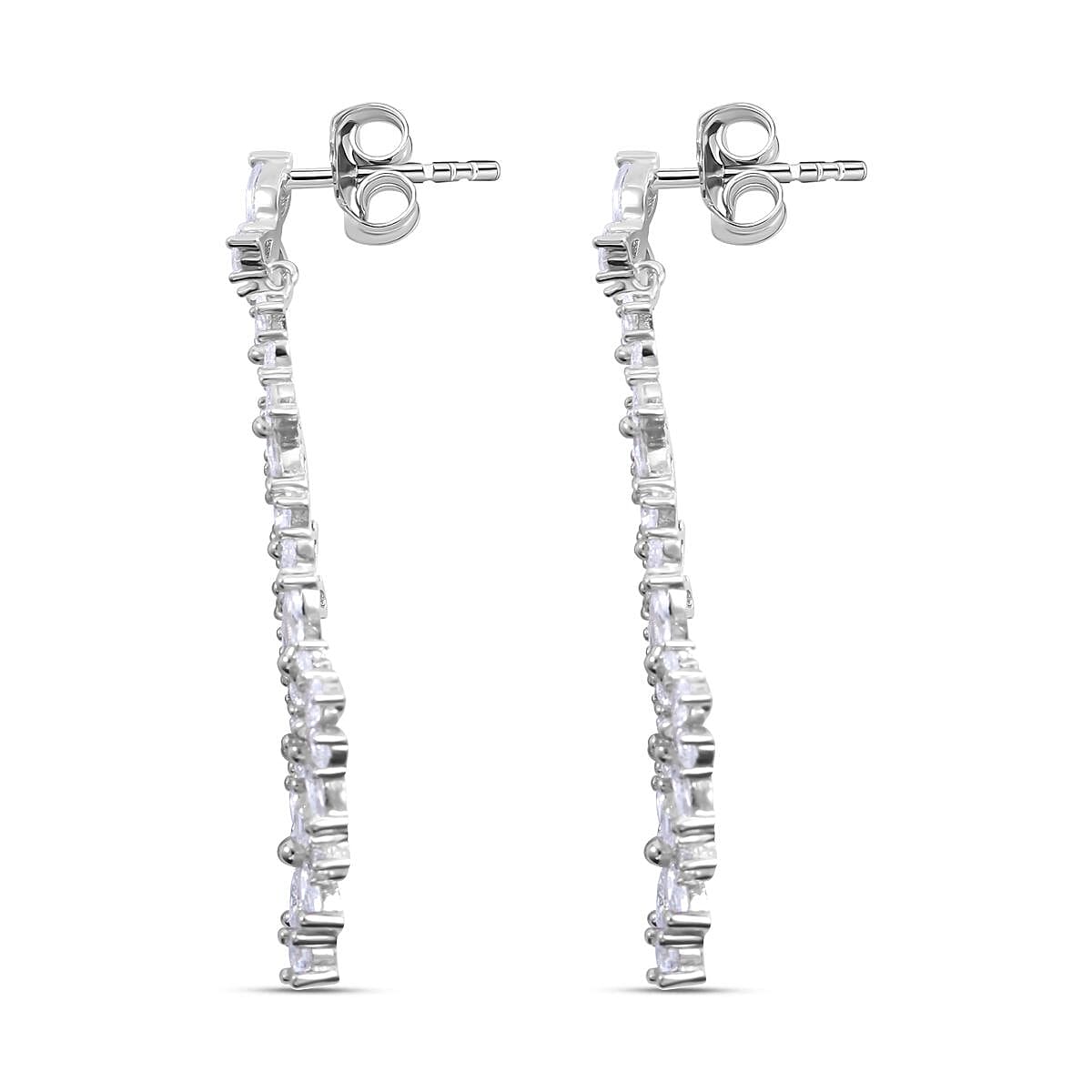 NY Closeout- Cubic Zirconia Christmas Tree Earrings in Rhodium Overlay Sterling Silver 14.44 Ct