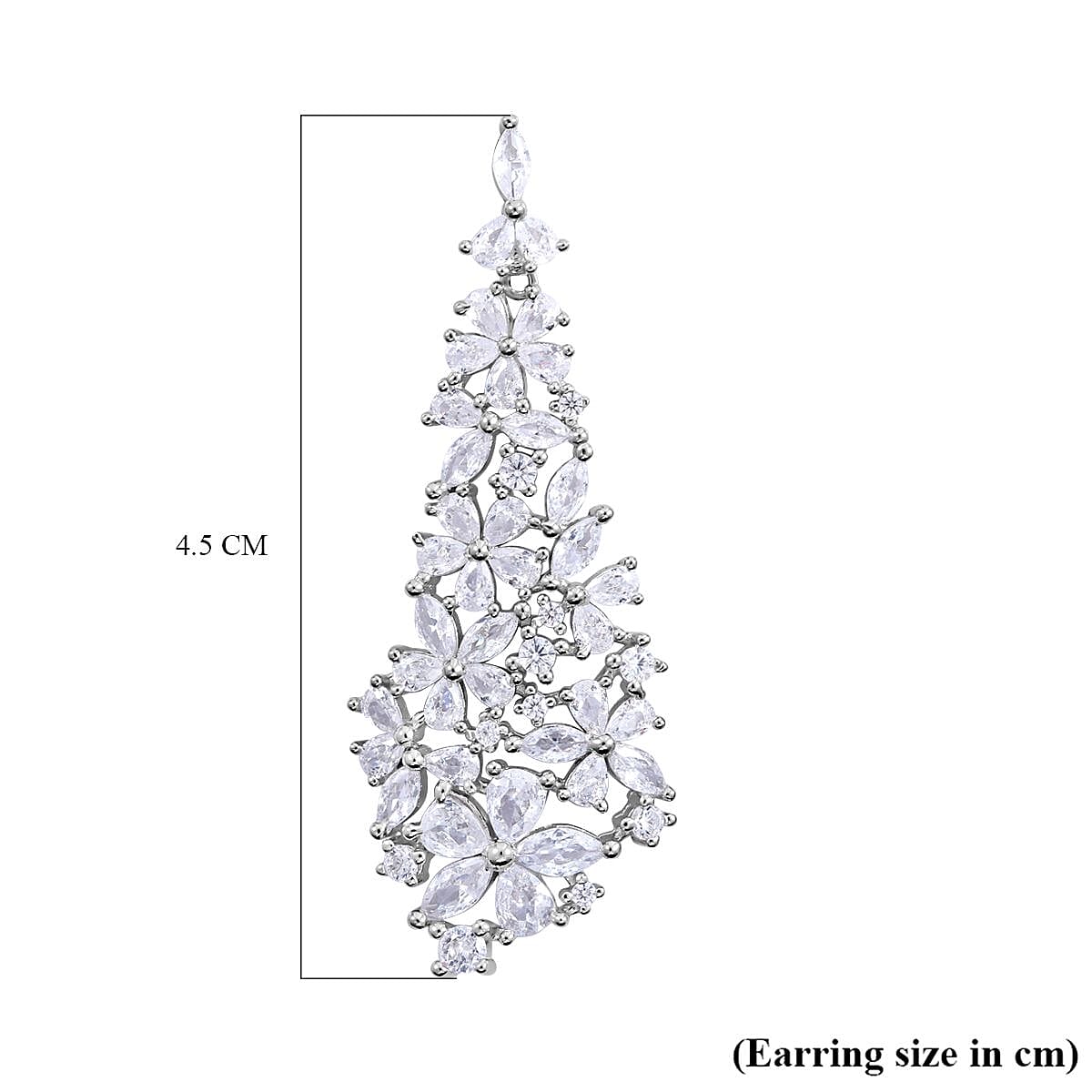 NY Closeout- Cubic Zirconia Christmas Tree Earrings in Rhodium Overlay Sterling Silver 14.44 Ct
