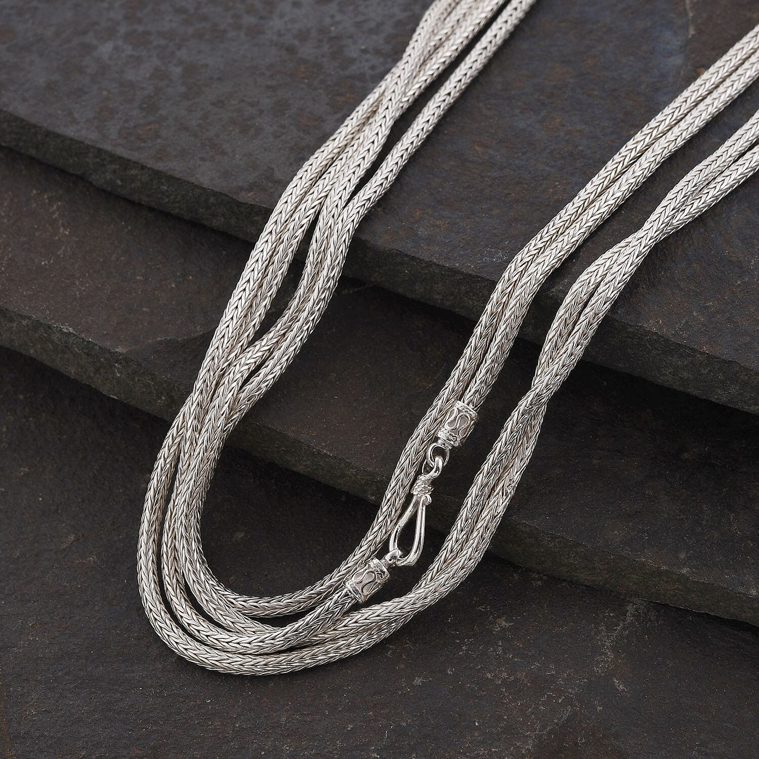 First Time Ever - Royal Bali Collection Handmade Sterling Silver Tulang Naga Necklace (Size 100), Silver Wt. 83.00 Gms