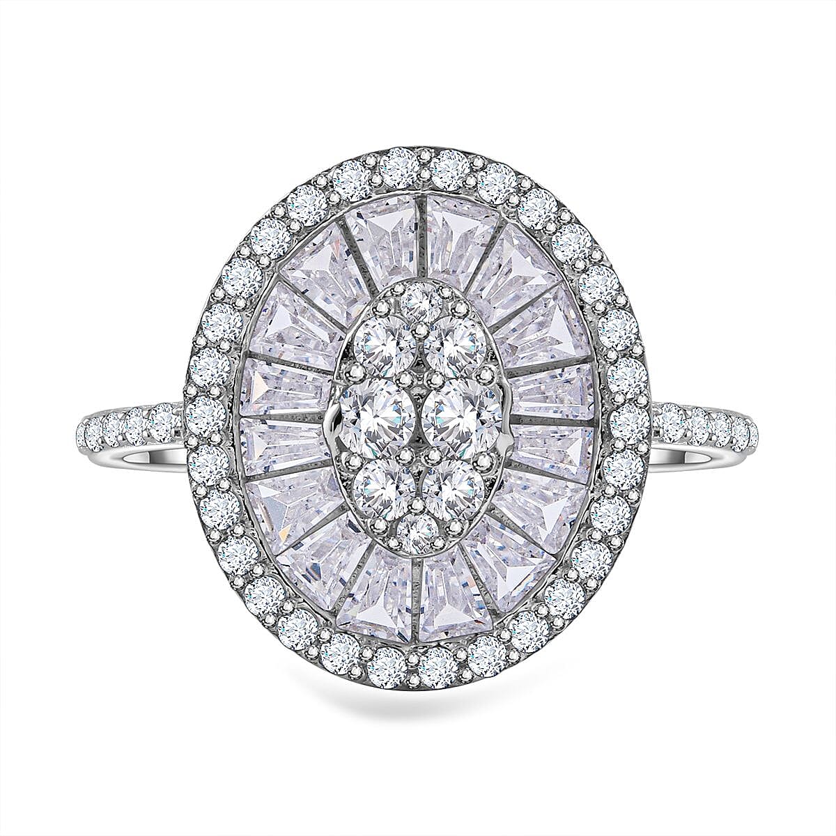 NY Closeout - Cubic Zirconia Ring in Rhodium Overlay Sterling Silver