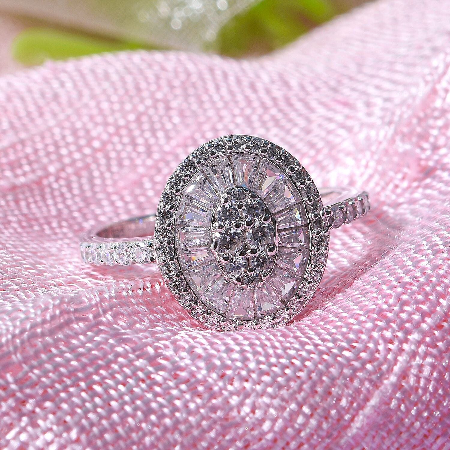 NY Closeout - Cubic Zirconia Ring in Rhodium Overlay Sterling Silver