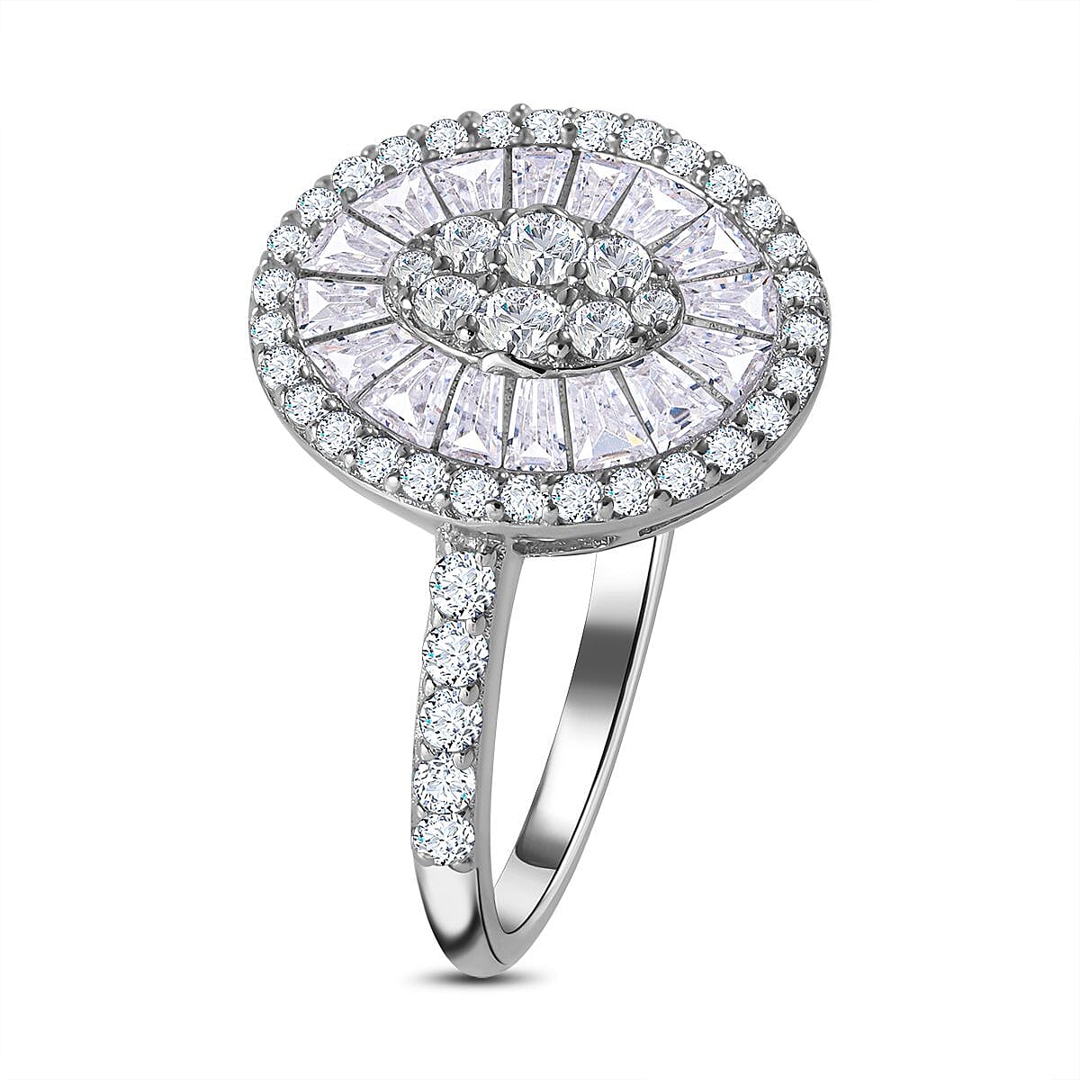 NY Closeout - Cubic Zirconia Ring in Rhodium Overlay Sterling Silver