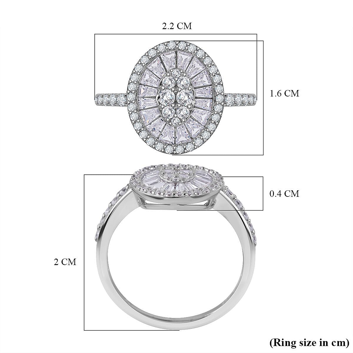 NY Closeout - Cubic Zirconia Ring in Rhodium Overlay Sterling Silver