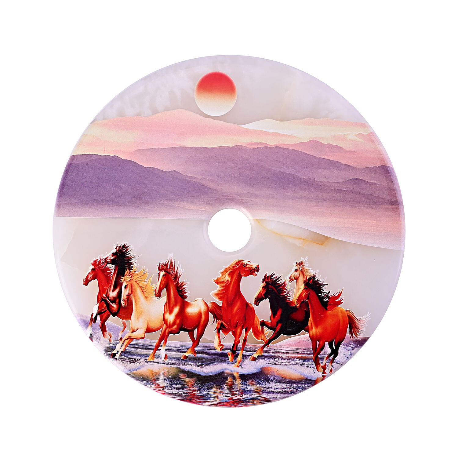 EXCLUSIVE LIMITED EDITION- Serpentine Horses Painted Disk with Wooden Stand 13255 Cts.Presented in a gift box