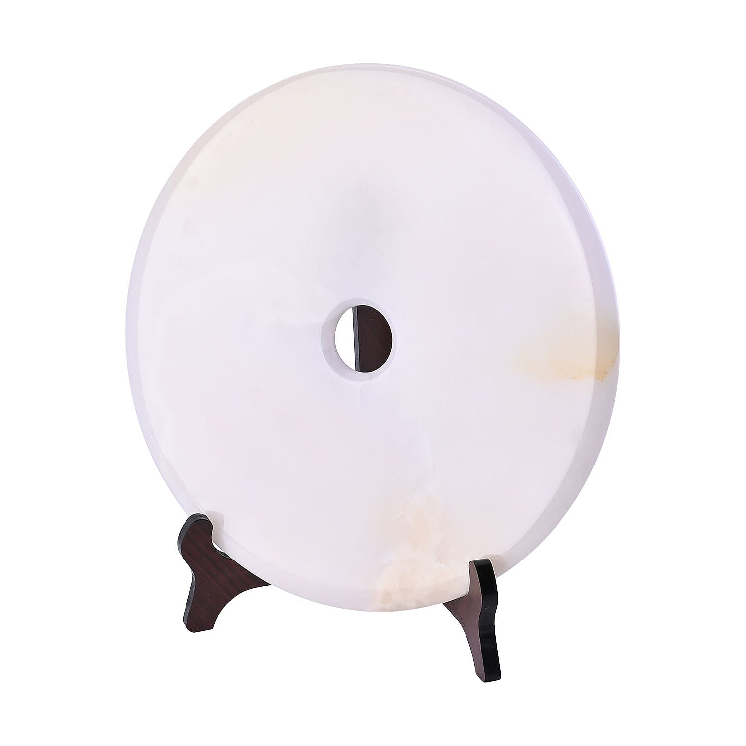 EXCLUSIVE LIMITED EDITION- Serpentine Lotus & Peacock Painted Disk with Wooden Stand 13255 Cts. Presented in a gift box