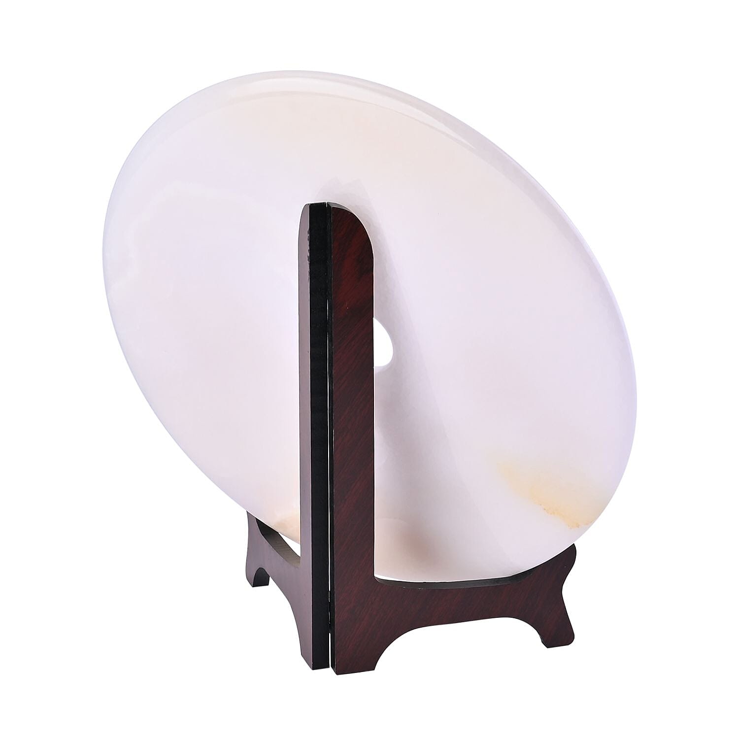 EXCLUSIVE LIMITED EDITION- Serpentine Lotus & Peacock Painted Disk with Wooden Stand 13255 Cts. Presented in a gift box