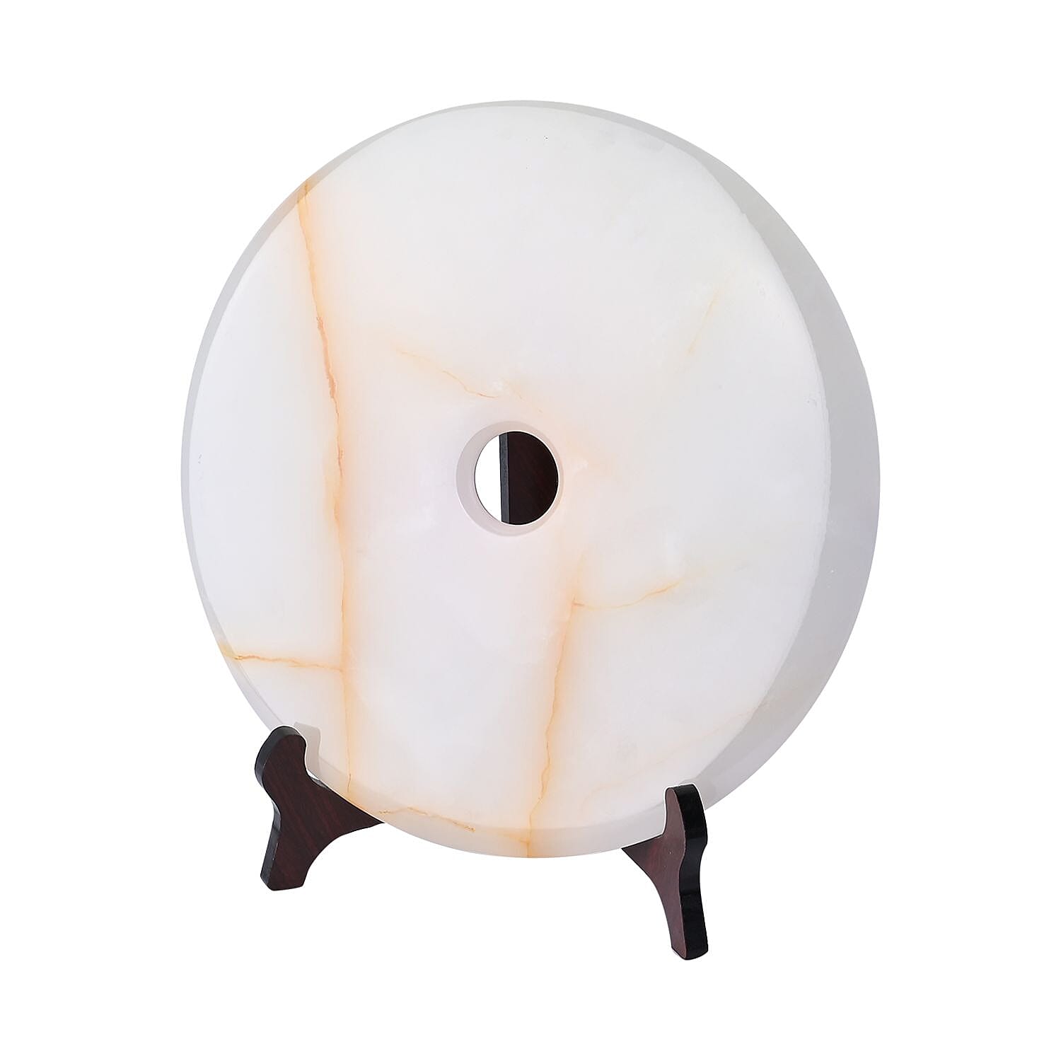 EXCLUSIVE LIMITED EDITION- Serpentine Butterfly Painted Jade Disk with Wooden Stand 13255 Cts.Presented in a Gift Box