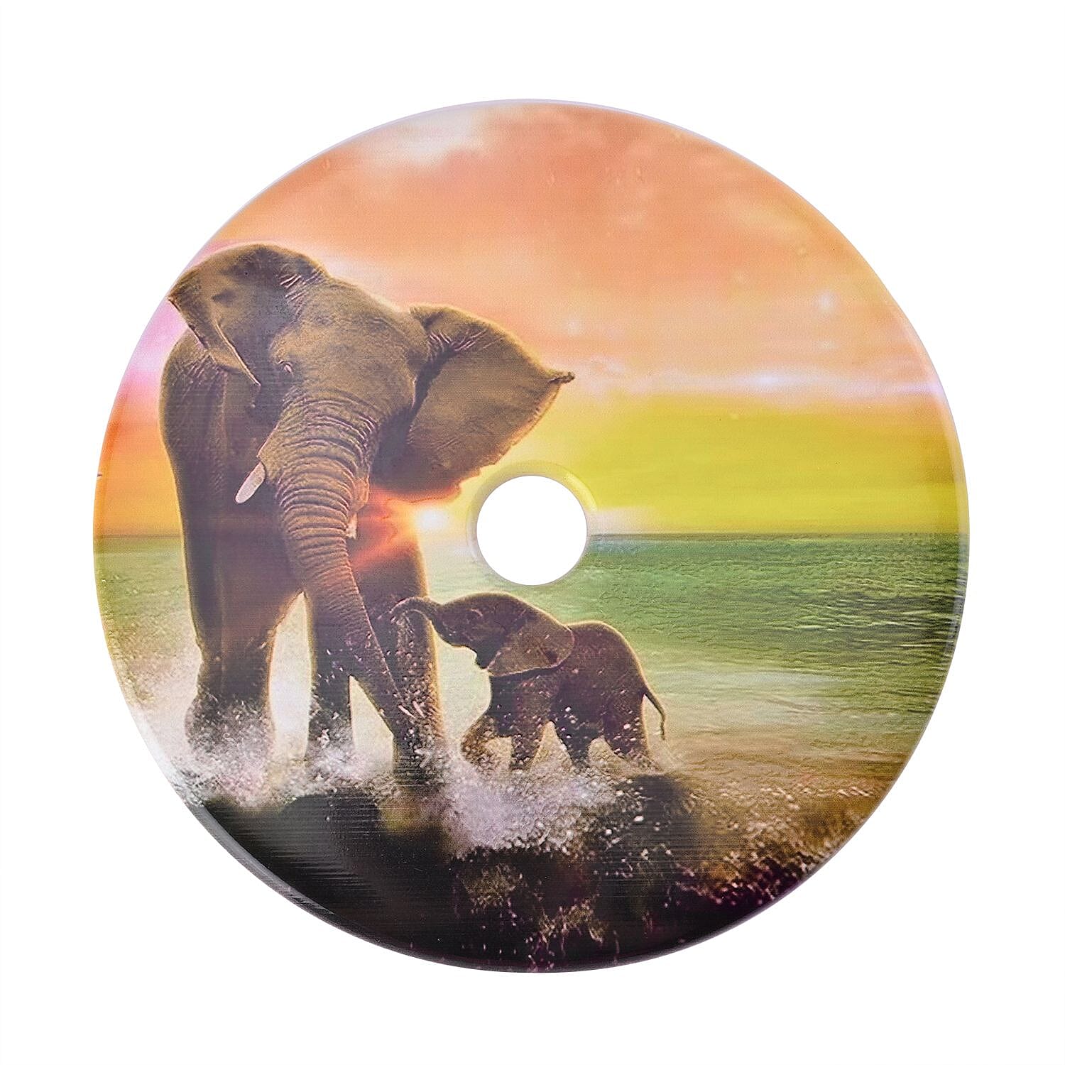 EXCLUSIVE LIMITED EDITION- Serpentine Elephant Painted Disk with Wooden Stand 13255 Cts.Presented in a gift box