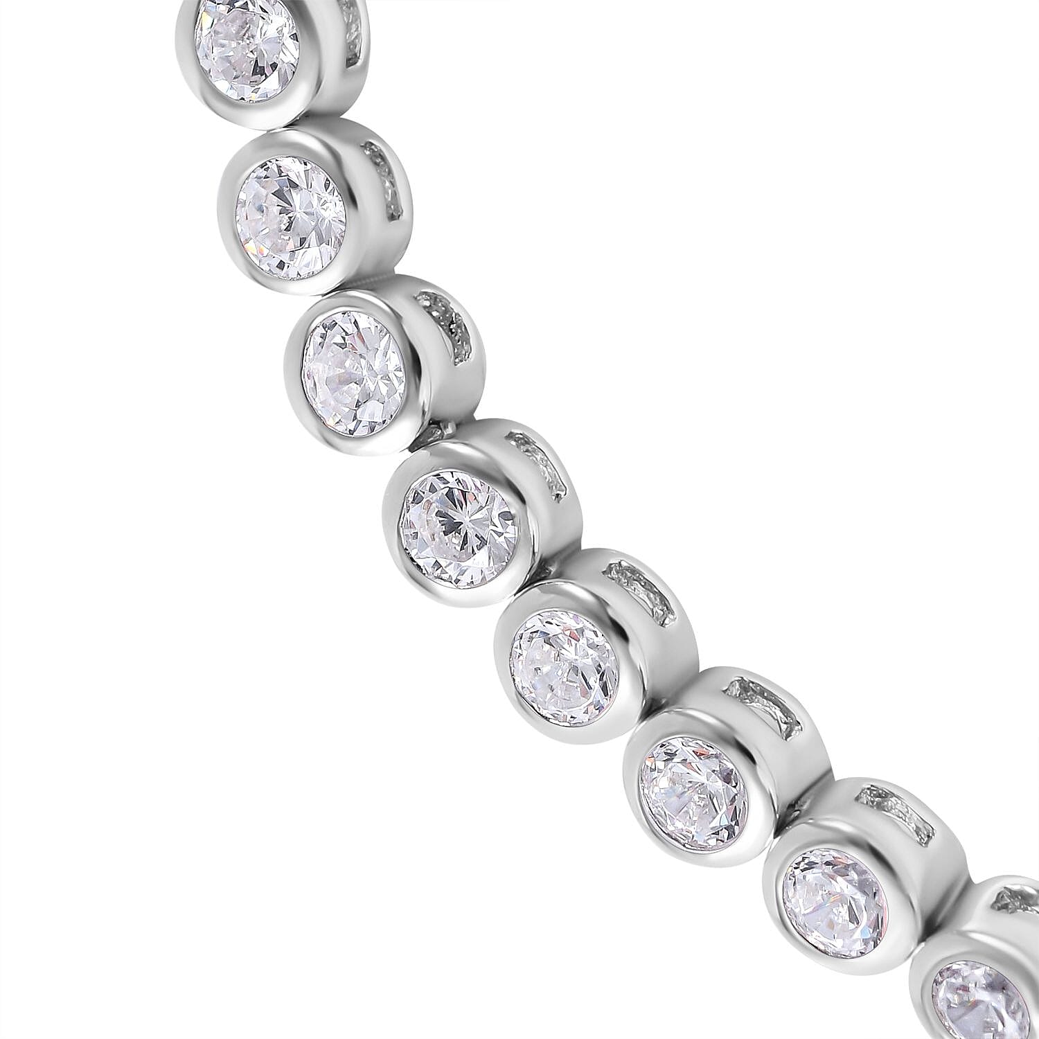 NY Closeout- Cubic Zirconia Bracelet (Size - 7) in Rhodium Overlay Sterling Silver 6.38 Ct, Silver Wt. 9.41 Gms