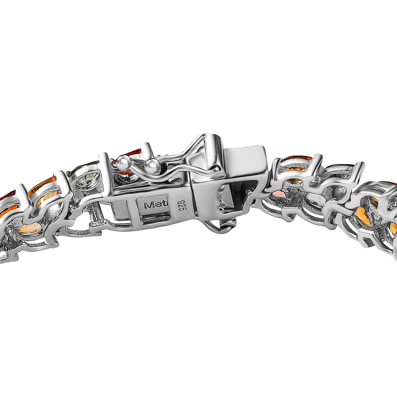 Multi Sapphire Bracelet (Size - 7) in Platinum Overlay Sterling Silver 14.69 Ct, Silver Wt. 12.60 Gms