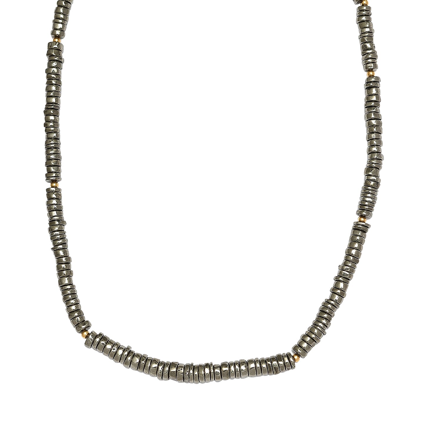 First Time Ever- AAA Pyrite Necklace (Size - 20) in18K Yellow Gold Vermeil Plated Sterling Silver 210.00 Ct