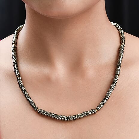 First Time Ever- AAA Pyrite Necklace (Size - 20) in18K Yellow Gold Vermeil Plated Sterling Silver 210.00 Ct