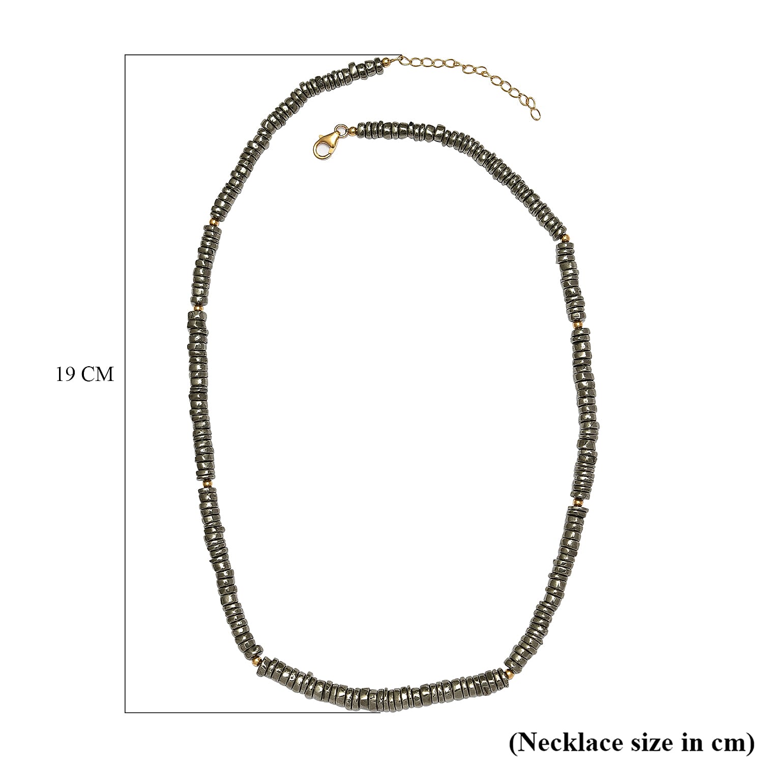 First Time Ever- AAA Pyrite Necklace (Size - 20) in18K Yellow Gold Vermeil Plated Sterling Silver 210.00 Ct