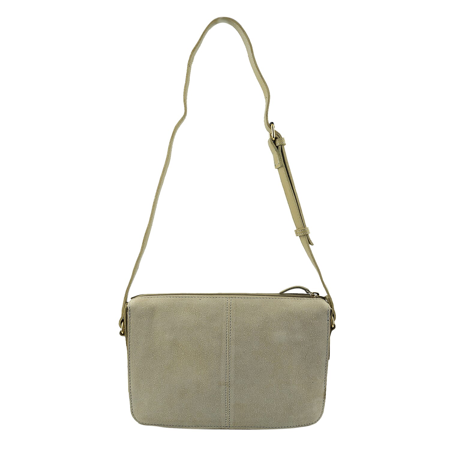 Closeout - Ecotorie Genuine Leather Crossbody Bag - Beige