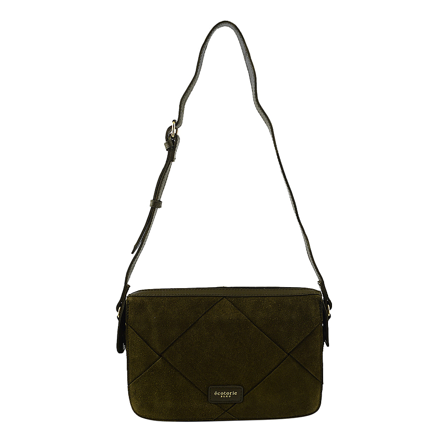 Closeout - Ecotorie Genuine Leather Crossbody Bag - Olive