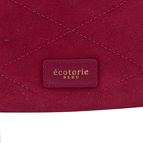 Closeout - Ecotorie Genuine Leather Leopard Printed Crossbody Bag With Chain Shoulder Strap - Fuschia