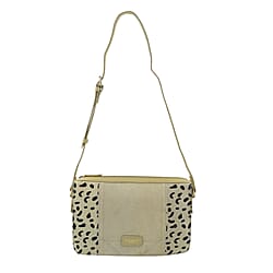 Closeout - Ecotorie Genuine Leather Leopard Printed Crossbody Bag With Shoulder Strap - Fuschia