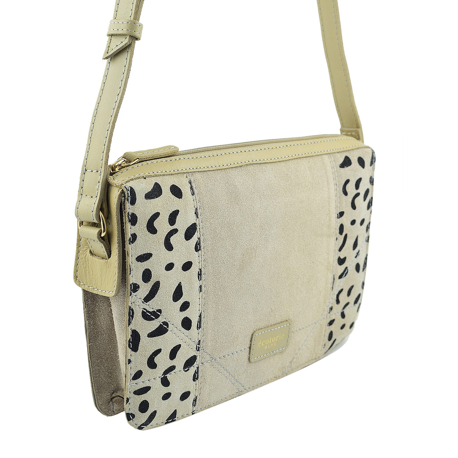 Leather Crossbody Bag - Beige