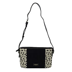 Closeout - Ecotorie Genuine Leather Leopard Printed Crossbody Bag With Shoulder Strap - Fuschia