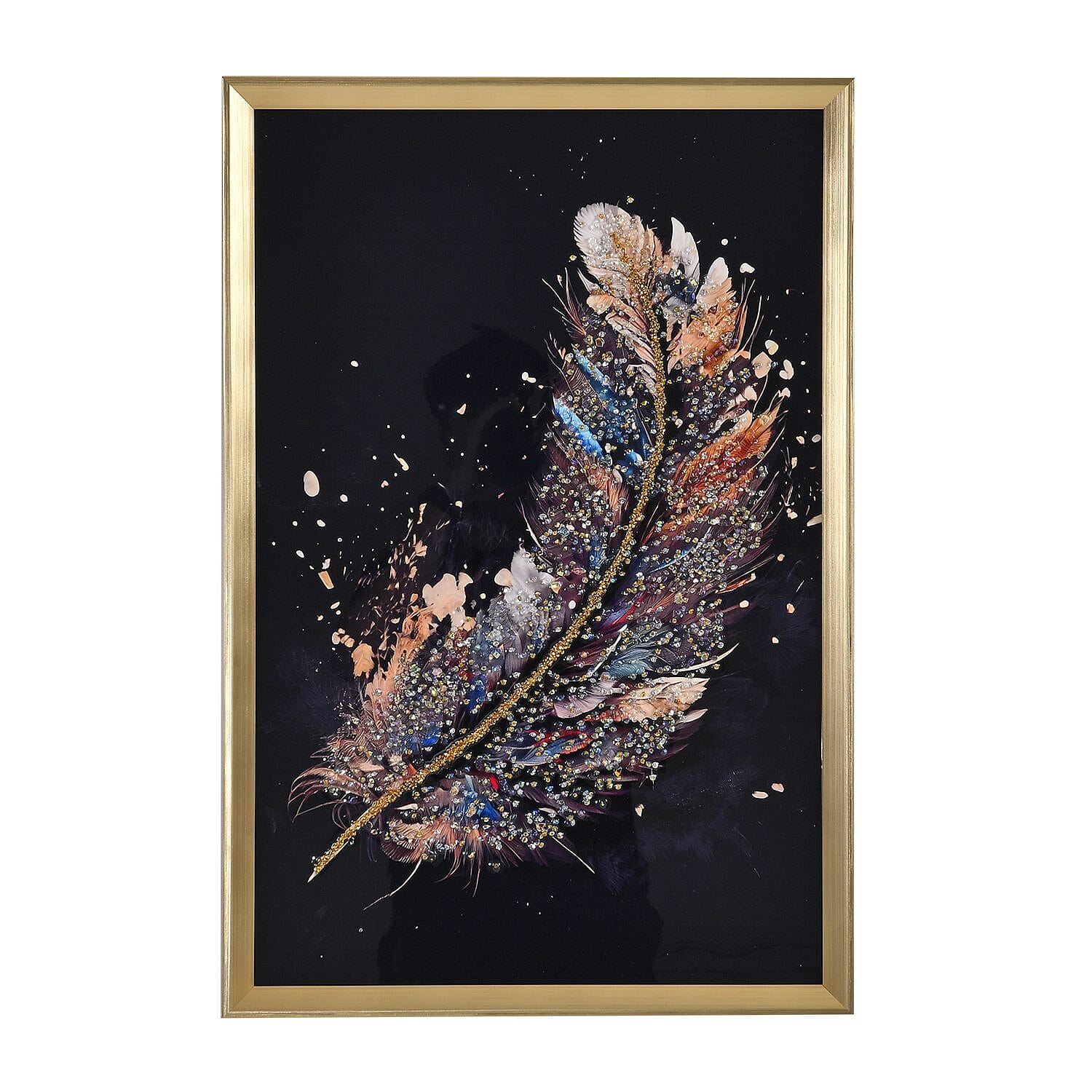 Feather Crystal Wall Painting With Frame (Size 60x40cm)