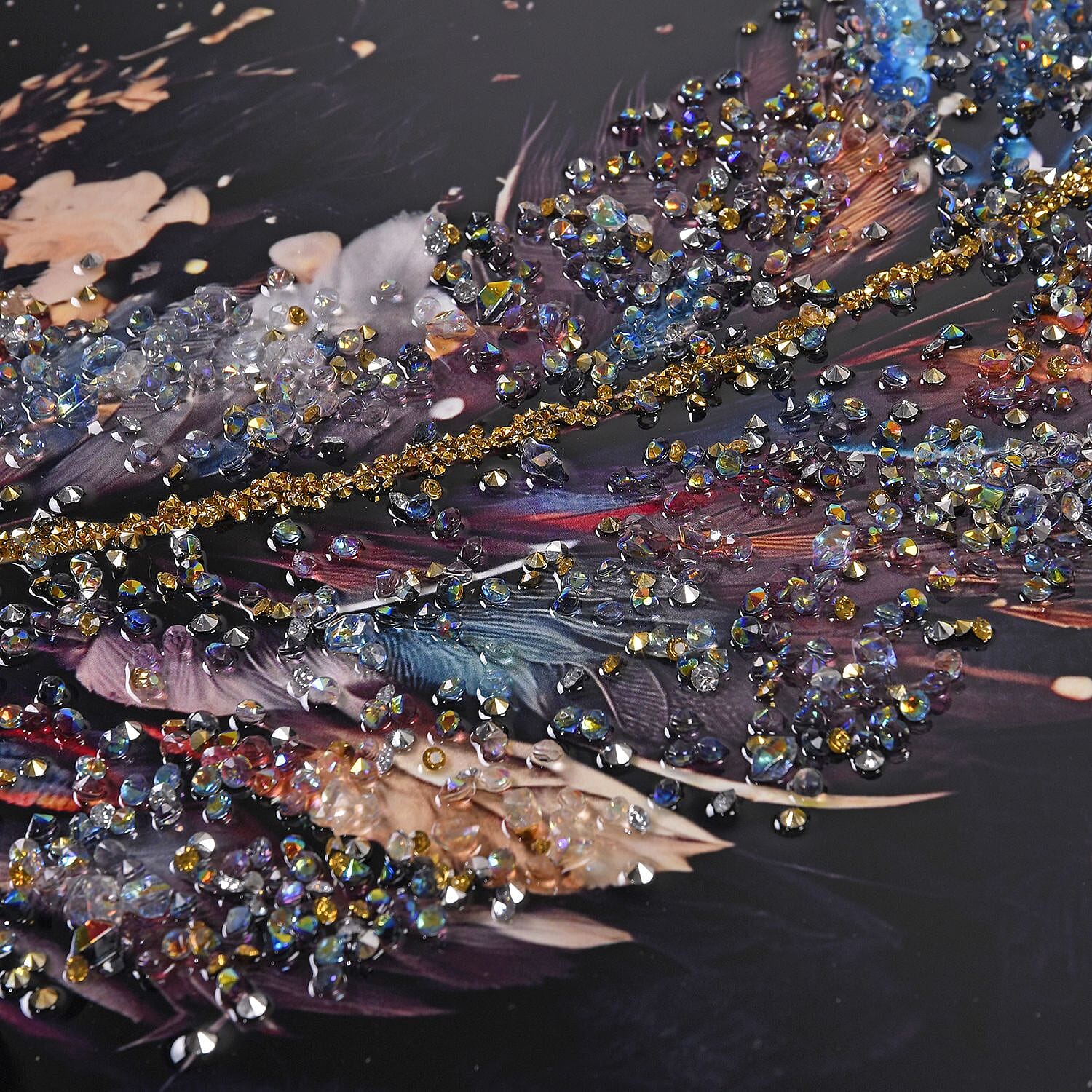 Feather Crystal Wall Painting With Frame (Size 60x40cm)